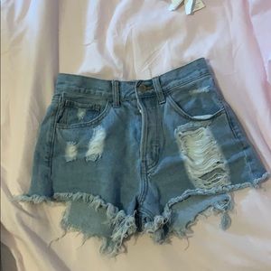 High waisted jean shorts